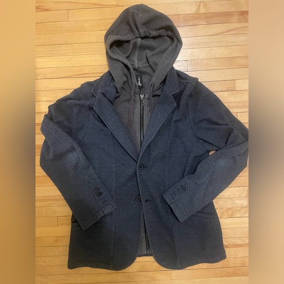 Howe Other - Men’s Navy and Grey Hoodie-Blazer by Howe in Sz L